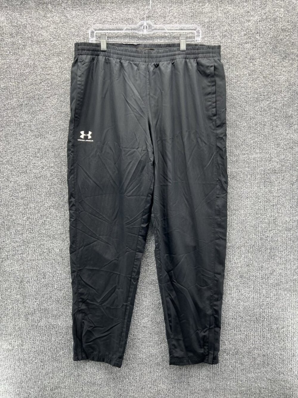 Under Armour Track Pants Mens XL Black Woven Elastic Waist Pockets Athletic